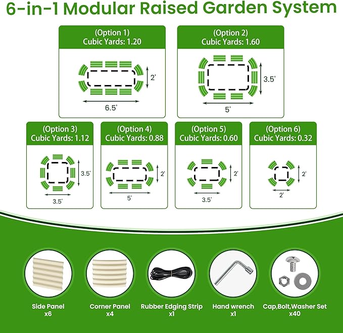 Raised Garden Bed 6.5X2X1.4 FT Galvanized Planter Raised Beds, Metal Planter Box for Vegetables,Flowers, Herbs, and Succulents (Ivory)