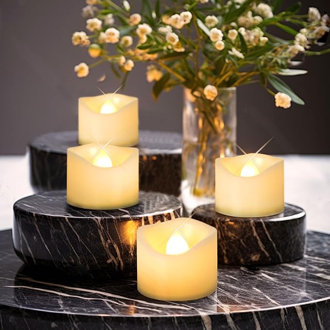 CANDLE CHOICE Battery Operated Flameless Tea Lights Small Bright Flickering LED Electric Fake Votive Tealight Candles Halloween Pumpkin Lights Wedding Christmas Decorations Table Centerpieces 6 PCS