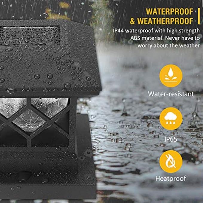 TWINSLUXES Solar Post Cap Lights Outdoor - Waterproof LED Fence Post Solar Lights for 3.5x3.5/4x4/5x5 Wood Posts in Patio, Deck or Garden Decoration Warm Light… (6 Pack)