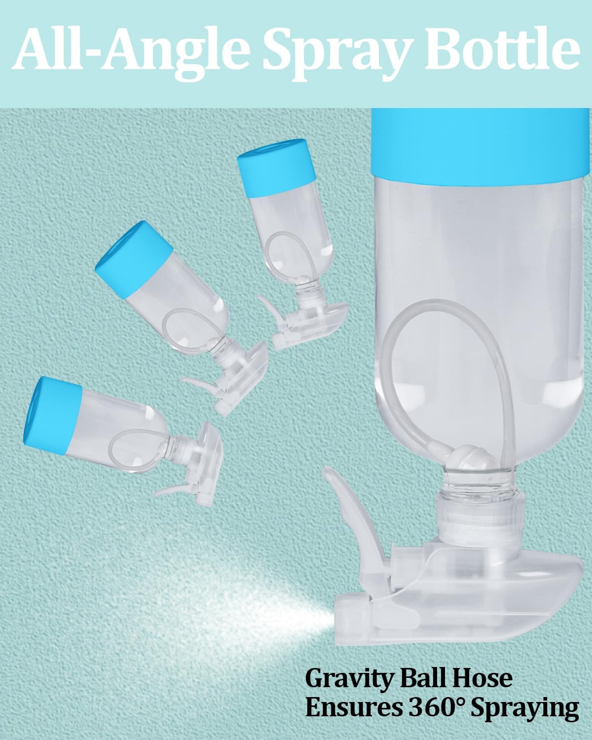 2 Pack 360° Glass Spray Bottles with Silicone Sleeve, 16 oz Empty Refillable Containers with Adjustable Spray Nozzles, Spray Bottles for Hair, Cleaning Solutions and Plants Grey&Blue