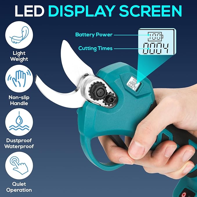 Electric Pruning Shears, Cordless Electric Scissors with 2 PCS Rechargeable 48V 2.0 Ah Batteries & 2 Blades, 1.6" Cutting Diameter Pruning Shears Garden Tool for Tree Trimming Branch Cutter