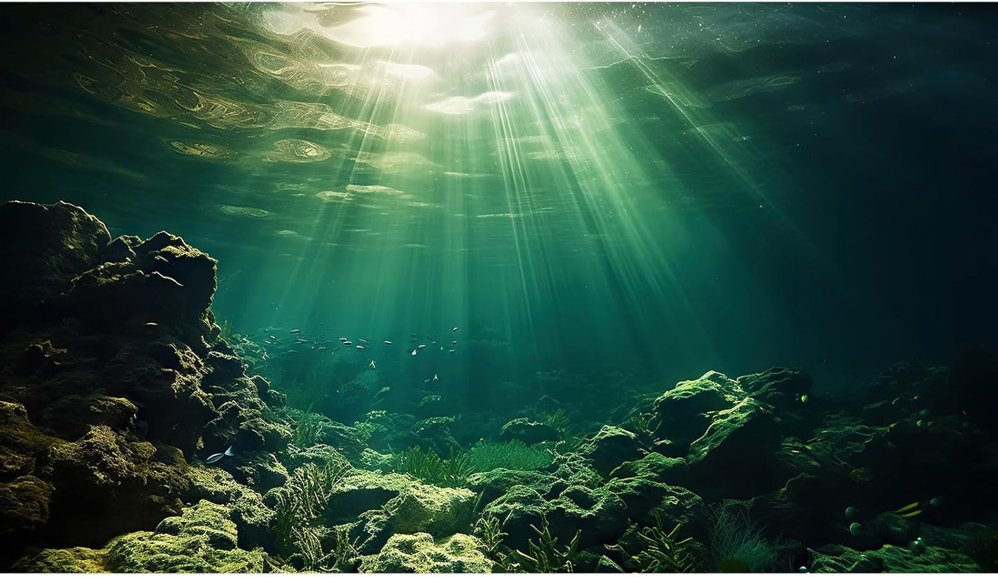 Under The Sea Aquarium Background Underwater Fish Tank Background Ocean Floor Rock Cave Sunray Terrarium Backgrounds Tropical Fish Ocean World Aquarium Reptile Tank Backgrounds 60x24in