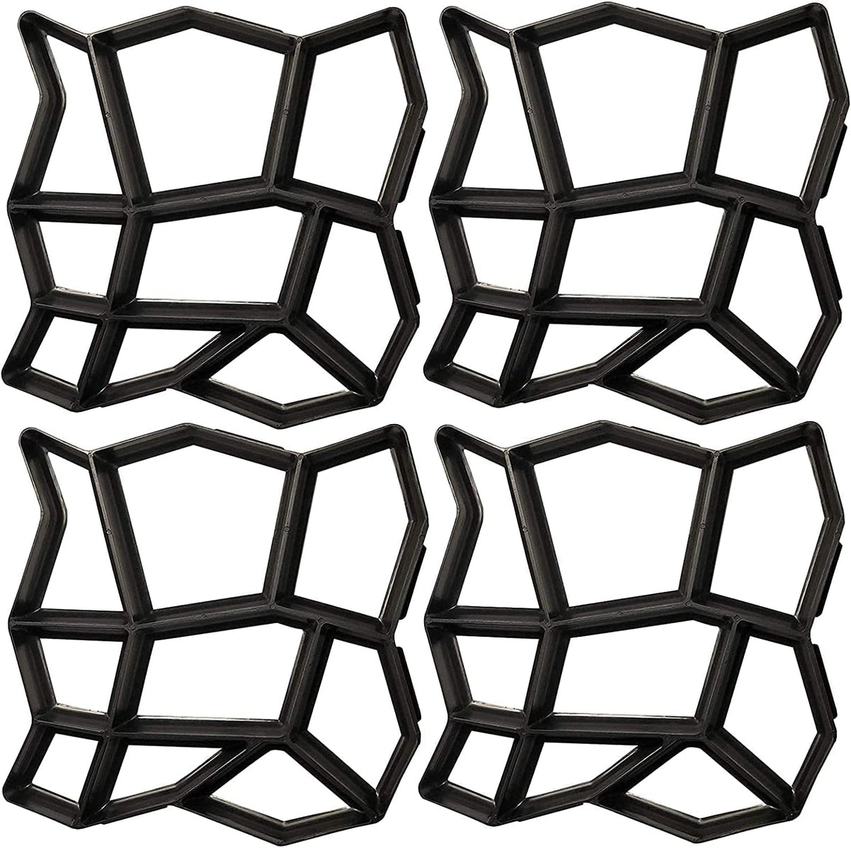 Walk Path Maker, Pathmate Stone Mold Paving Pavement Concrete Molds Stepping Stone Paver Walk Way Cement Molds for Patio, Lawn & Garden(4 Packs 13 x 13 x 1.4 inch)