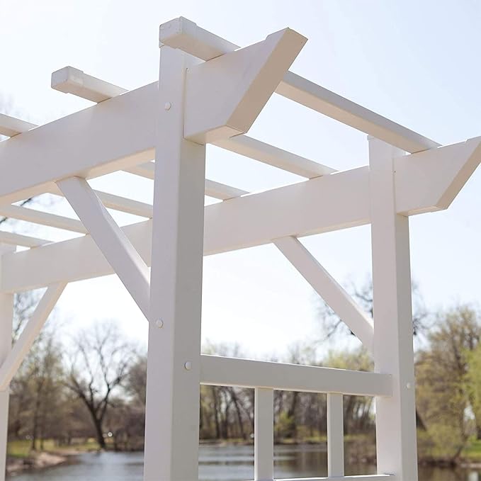 Dura-Trel PVC Garden Arbor, Arch Support for Climbing Plants, Providence, White, 64" x 85"