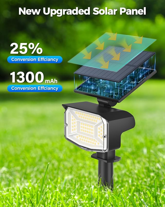Solar Lights Outdoor Color Changing, 85 LEDs 9 Lighting Modes RGB Solar Outdoor Lights, IP67 Waterproof Multicolor Landscape Spotlights for Halloween Holiday Decorations (6 Pack)