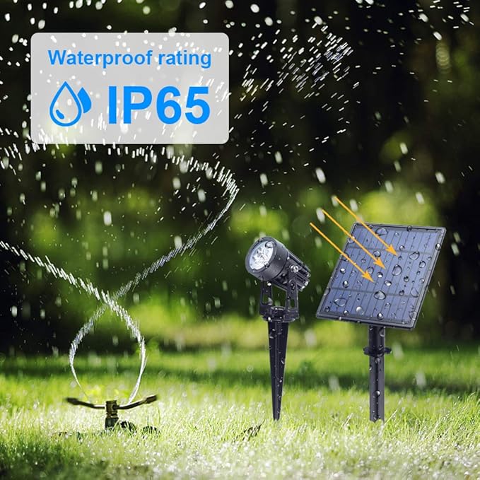 APONUO Solar Spotlights Landscape Lights Low Voltage Outdoor Solar Spotlight IP65 Waterproof 9.8ft Cable Auto On/Off with 4 Cool White for Outdoor Garden Yard Landscape Downlight (4-in-1)
