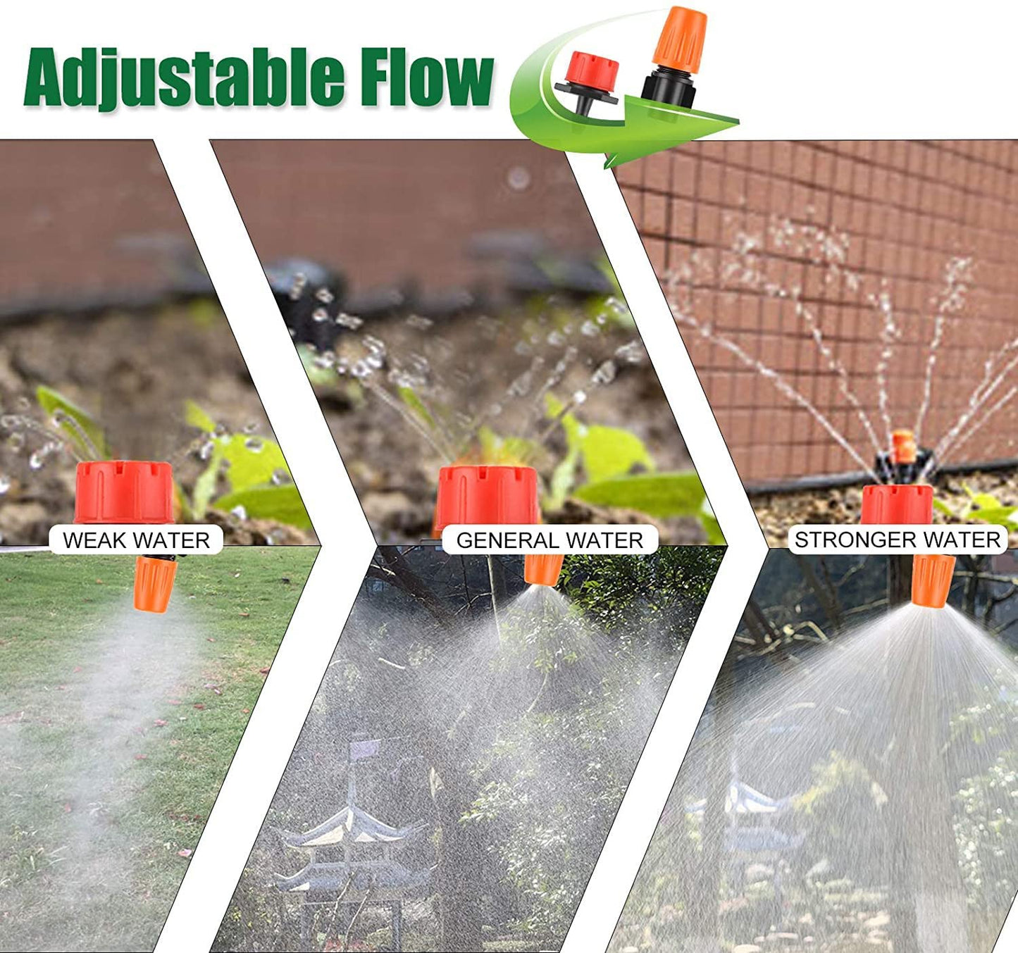 FAMILY'S BACKYARD 164FT Drip Irrigation System,Irrigation System for Garden Watering System,drip Irrigation kit1/2inch to 1/4inch Irrigation Tubing Hose Adjustable Nozzle Emitters Barbed Fittings