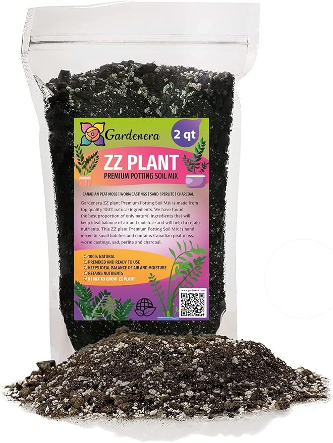 Premium ZZ Plant Essential Potting Blend - All-Natural Blend for Thriving Zamioculcas Plants - Boosts Root Health and Distinctive Beauty - 2 QUARTS