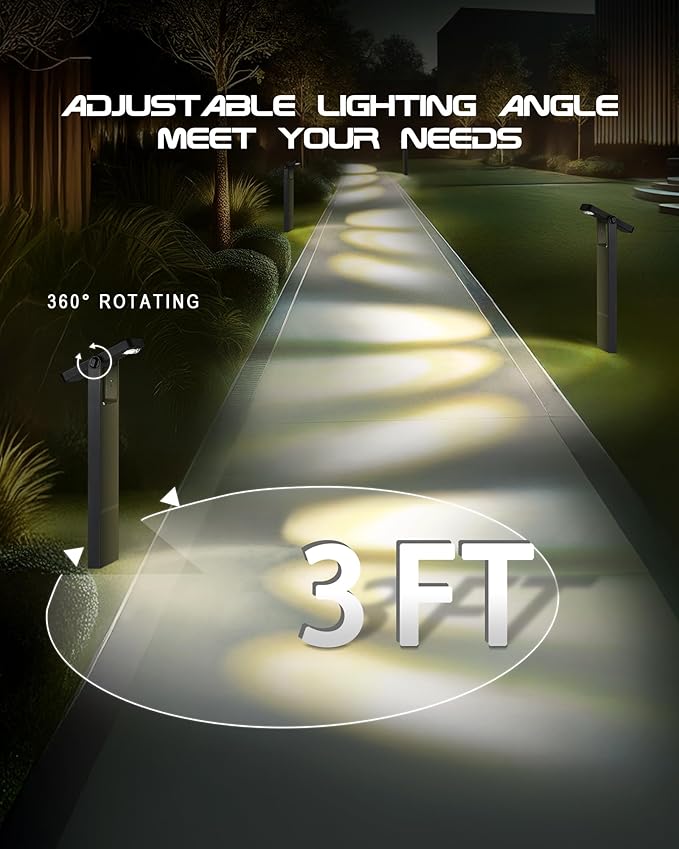 4 Pack Bright Garden Lights Solar Powered, 3 Color Temperature LED Solar Lights Outdoor, 360 Degree Adjustable, IP65 Landscape & Patio Lighting for Yard Decor, YL4079-4