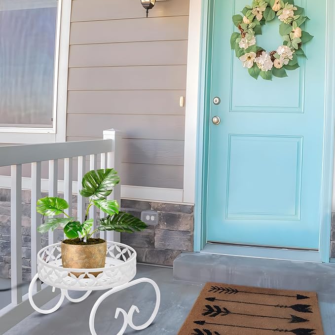 White Plant Stand, Round Metal Flower Stand Indoor Outdoor, Anti-Rust Iron Plant Shelf, Plant Holders for Multiple Plants, Display Rack Planter Flower Pot Stand Holder for Garden Home Decor