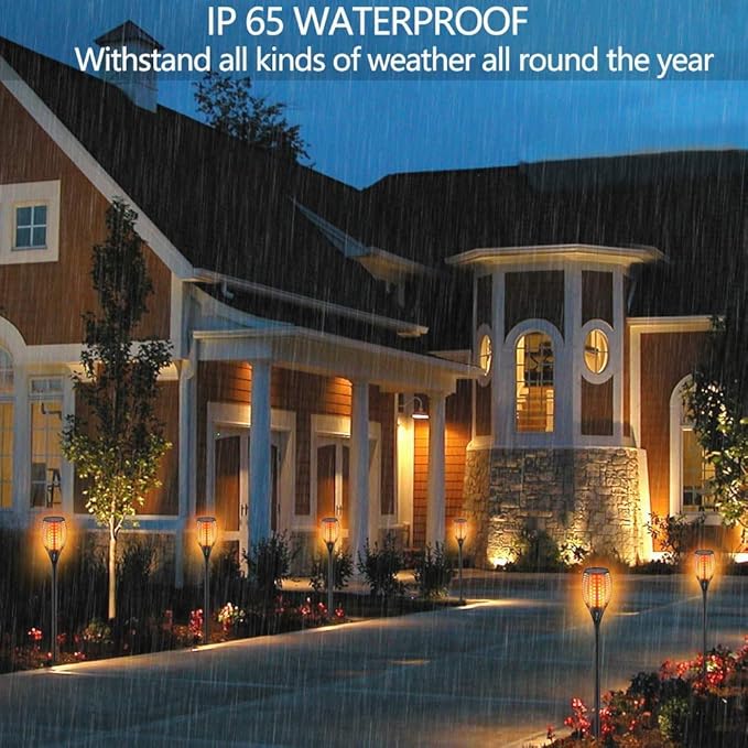 Aityvert Upgraded Larger Solar Torch Lights, Waterproof Outdoor Dancing Flames Lights, Flickering Flames Garden Light, Landscape Decoration Pathway Patio Lights 43" 96 LED (2 Pack)