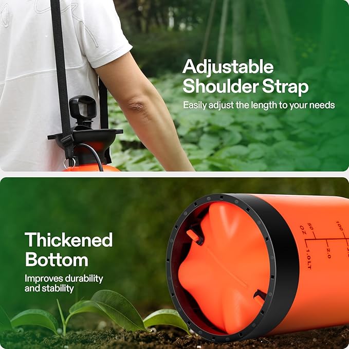 VIVOSUN 1.59-Gallon Pump Pressure Sprayer, Pressurized Lawn & Garden Water Spray Bottle with Adjustable Shoulder Strap, for Plants Spraying, Garden Watering and Household Cleaning