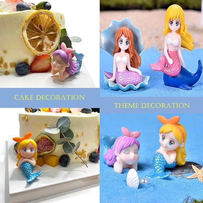 18 Pcs Miniature Mermaid Figurines,Mini Mermaid and Mini Sleeping Mermaid in Shell for Cake Decoration Home Terrarium Decoration DIY Crafts