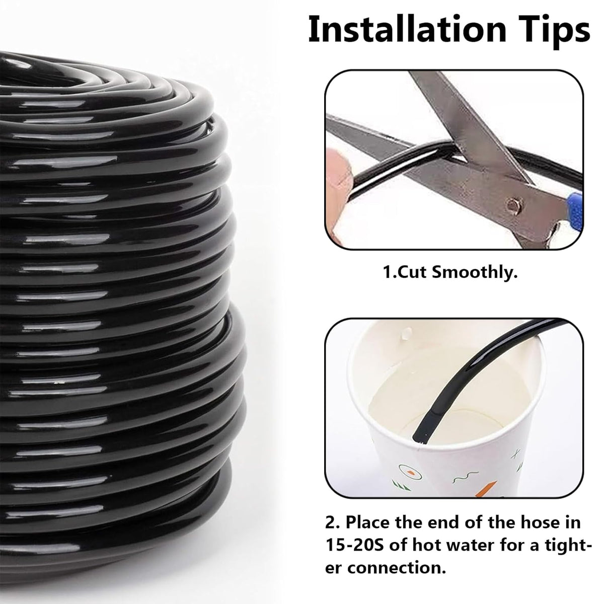 1/4 inch Drip Irrigation Tubing, 16FT Blank Distribution Tubing Drip Irrigation Hose, Garden Watering Drip Line for DIY Drip Irrigation System