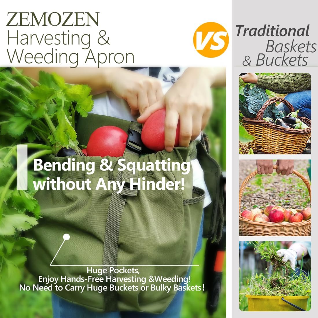 Gardening Apron Tool Belt Set - Apron With Pockets for Women, Garden Tool Belt, Great Gifts for Gardeners