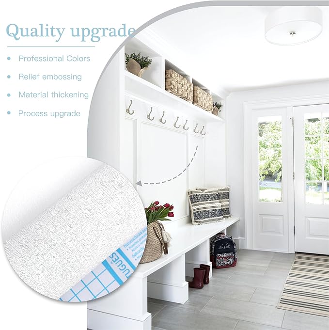 Dimoon 787''x17.7'' White Peel and Stick Wallpaper Contact Paper Self Adhesive Wall Paper