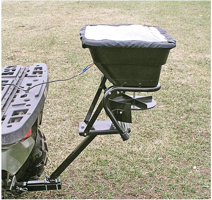 Guide Gear UTV/ATV Receiver Mount Broadcast Spreader Seeder, 80 Pound Capacity, Lawn and Garden Seed Spreaders, 12-Volt, with Rain Cover