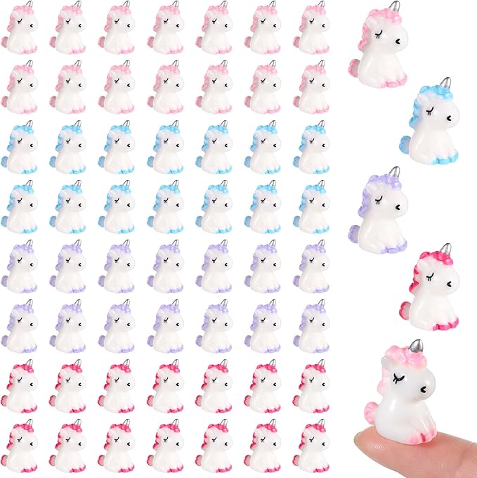 Barydat 120 Pcs Micro Unicorn Miniature Figurines Garden Moss Landscape Mini Resin Animals Unicorn Cake Topper DIY Terrarium Crafts Ornament Accessories for Home Dollhouse Decoration, 4 Colors