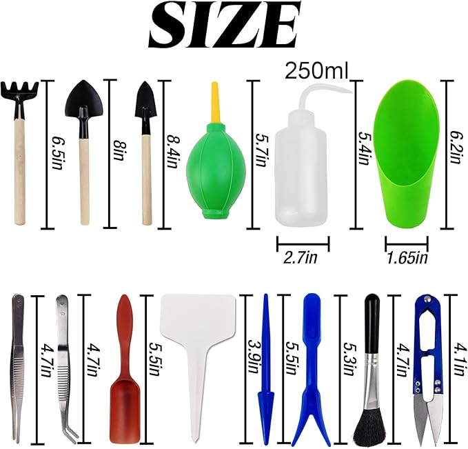 GXXMEI 20PCS/Set Succulent Tools, Mini Garden Tool Set, Transplanting Tools Set, Succulent Care kit for Succulent Miniature Gardening Plant