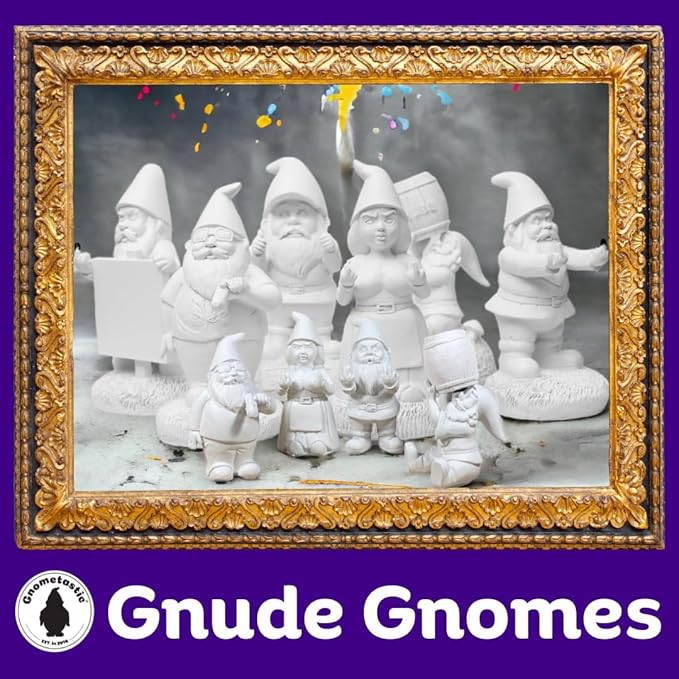Gnometastic Gnude Gnomes - Unpainted Smoking Gnome, 8.5" Inches - DIY Paint Your Own Gnome - Funny Garden Gnomes to Paint for Adults, Outdoor or Indoor