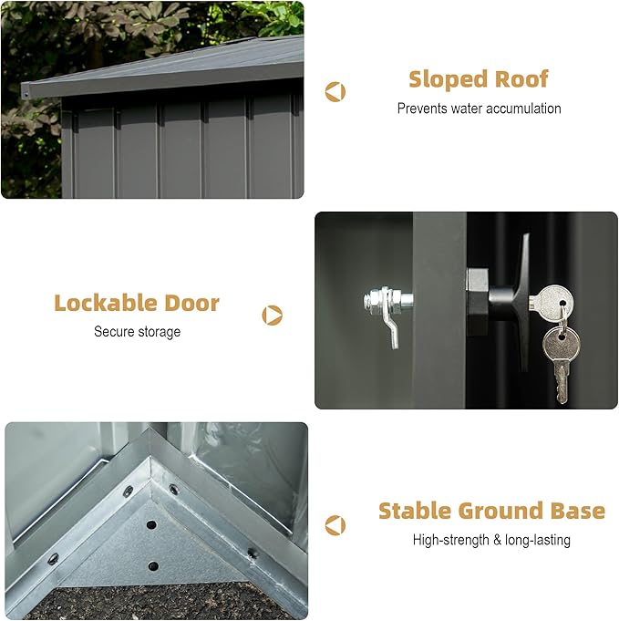 Domi Outdoor Storage Shed 11’ x 9’, Metal Sheds with Galvanized Steel Frame & Windows & Lockable Door, Garden Shed Tool Storage Room for Patio, Grey