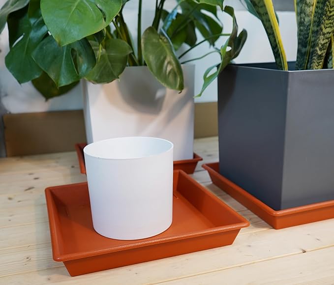 Square Plant Saucer 18 Inch 2 Pack, Large Plant Trays for Pots Heavy Duty Plastic Plant Saucers for Indoors Outdoors, Flower Pot Plant Drip Trays No Holes Terracotta Plant Lover Gardening Gifts