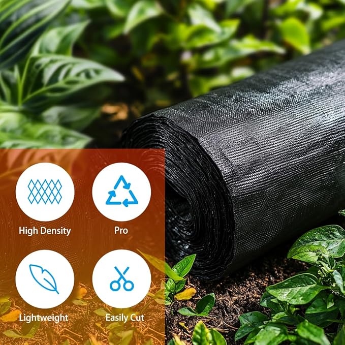 2.4oz-10FTx250FT Weed Barrier Landscape Fabric - Durable Weed Block Gardening Ground Cover Mat, Woven Geotextile Fabric for Underlayment, Commercial Driveway Stabilization, Weed Control Cloth