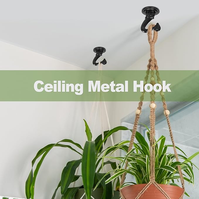 Ceiling Swag Hook Sets - Heavy Duty Hooks with Mounting Hardware for Hanging Plant, Ceiling or Extender Chains - Easy Install with Screws/Brackets