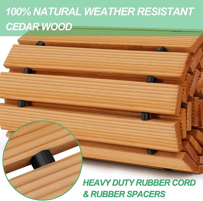RELIANCER 8' Wooden Garden Pathway,Outdoor Roll Out Cedar Straight Walkway,Patio Path Decorative Garden Boardwalk Walkways,Weather-Resistant Roll Up Beach Wood Road Floor,Wedding Party Pathways