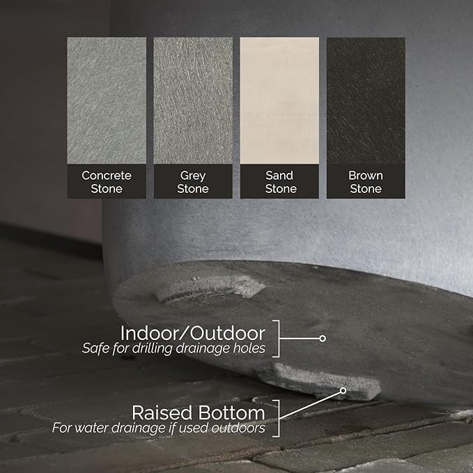 Reglito Cube Planter – Fiberglass Indoor/Outdoor and Weather-Resistant Large Planter (Grey Stone, 23.6" L x 23.6" W x 24.2" H)