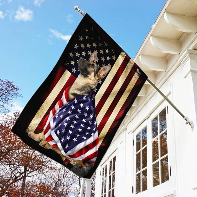 FLAGWIX German Shepherd Flag - Outdoor Decorations, 29.5" x 39.5" House Flag for Porch, Patio, Wall Decor, Heavy-Duty Canvas Garden Home Decor Double Sided