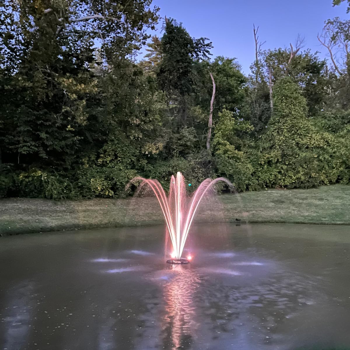 HALF OFF PONDS Floating Fountain – 1.5 HP Pond Aerator, 200' Cord – 12,500 GPH Water Pump – 11 Spray Patterns - Color-Changing LED Lights & Control Box - Large Ponds, Lakes & Water Gardens