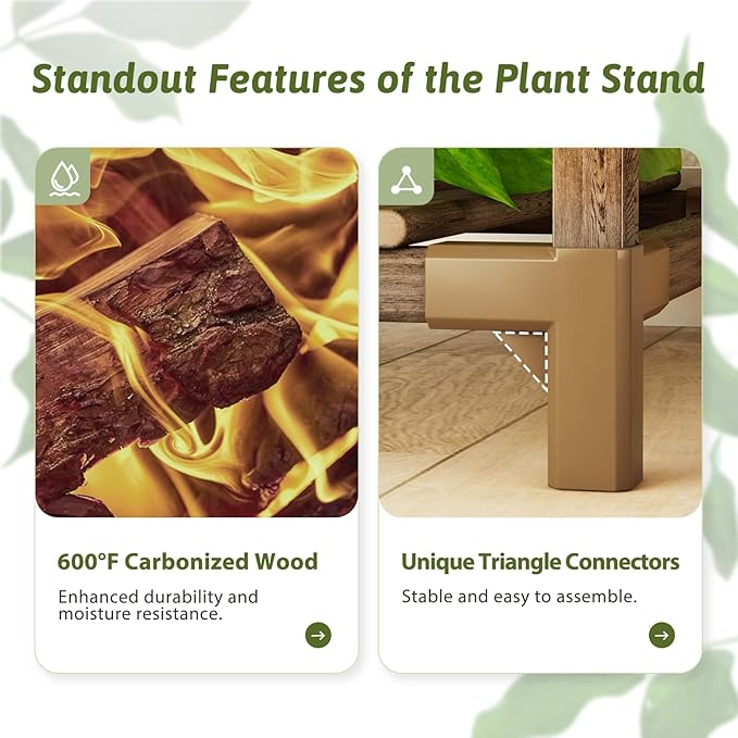 Plant Stand Indoor Outdoor 62.2“ Tall Large Plant Shelf Corner Tiered Plant Stands for Multiple Plants for Living Room Wood Hanging Plant Holder for Garden Balcony Patio Decor
