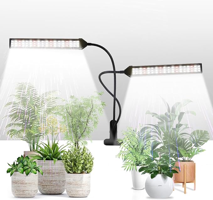 Grow Light LED Gooseneck Lamp,6500K 80W Full Spectrum 144 LED Plant Lamp Clip-on Desk for Indoor Plants Growing, Timer Setting 4/8/12/18H & 5 Dimmable Levels