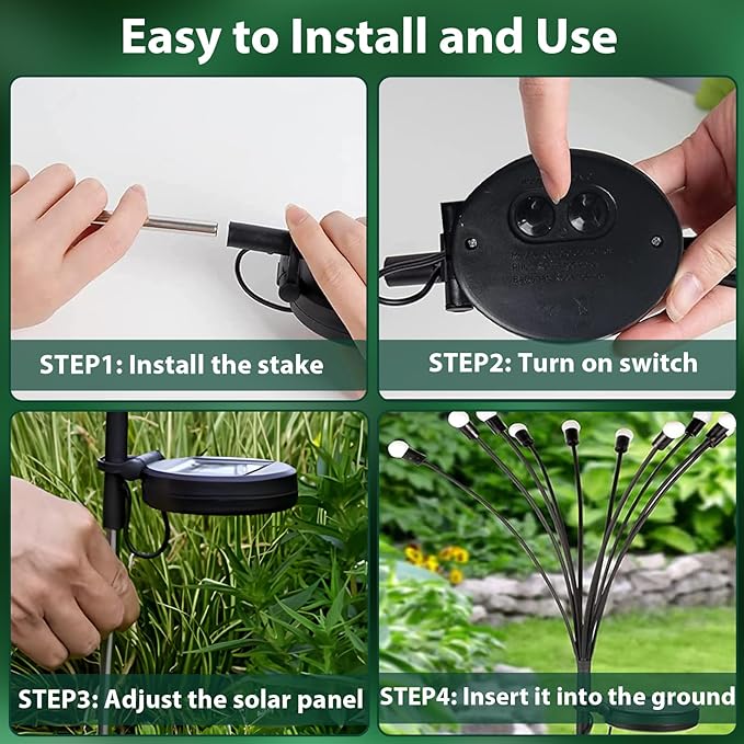 6-Pack Solar Garden Lights, 48 LED Solar Lights Outdoor for Garden Decor, Waterproof Firefly Light Outdoor (Sway by Wind), Swaying Light for Outside Yard Pathway Landscape Decorations (Warm White)