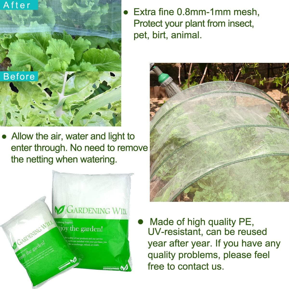 6.5Ft x 100ft Mosquito Bug Insect Bird Fine Mesh Net Barrier Hunting Blind Garden Screen Netting for Protect Your Plant Fruits Flower