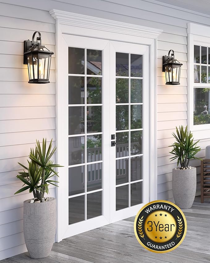 VIANIS Dusk to Dawn Exterior Light Fixture, Waterproof Outdoor Wall Sconce Porch Light for House, 100% Anti-Rust Aluminum Outside House Lights, Farmhouse Coach Lantern for Porch, Garage, Front Door