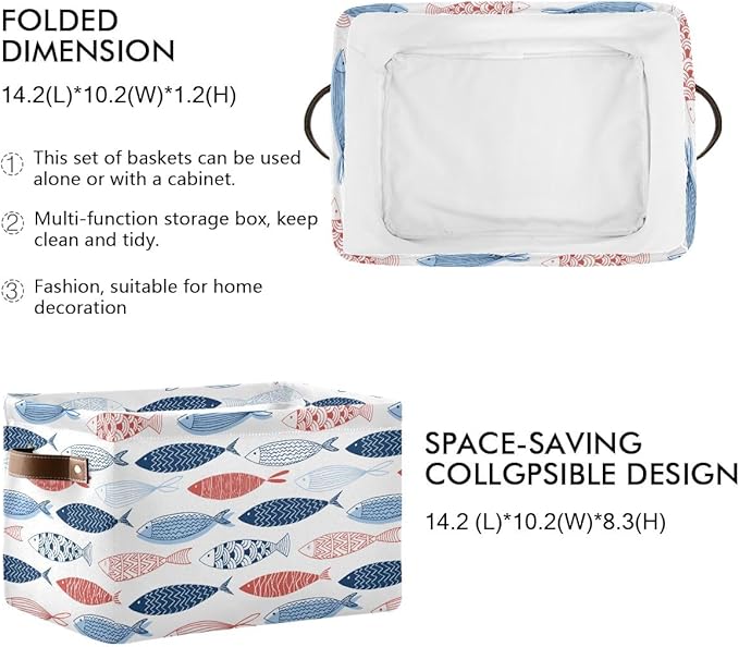 Fish Rectangular Storage Basket Organizer Bin Shelf Baskets For Clothes Gifts For Home Office Dorm