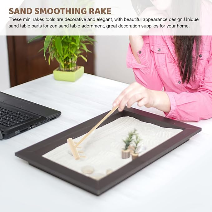 EXCEART Mini Rake Set - 80 Pcs Meditating Sand Zen Garden Accessories - Bamboo & Wood Adjustable Tools