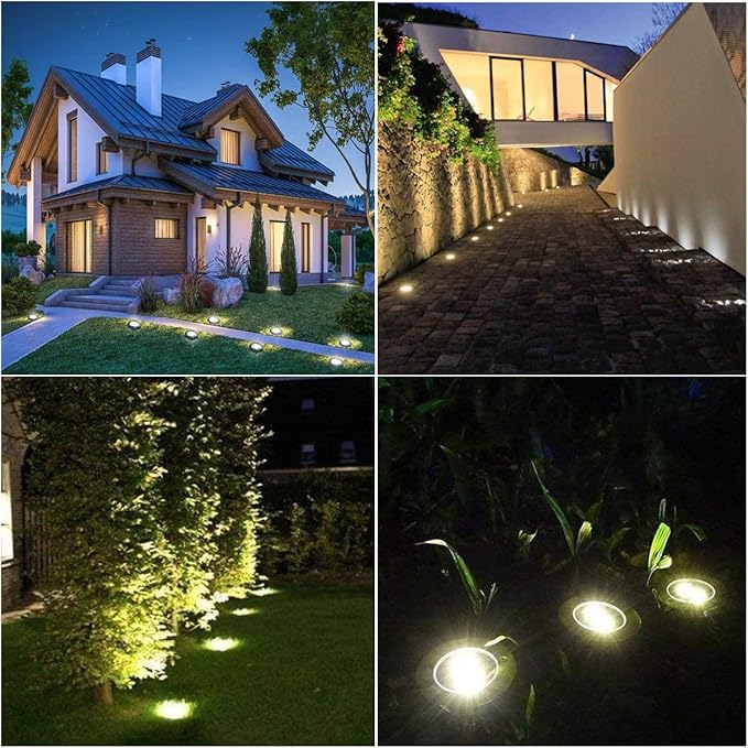 Solar Ground Lights, Waterproof Solar Garden Lights, Upgraded Outdoor Garden Waterproof Bright in-Ground Lights, Landscape Lights for Pathway,Yard,Deck,Lawn,Patio,Walkway (12 Pack Warm Light