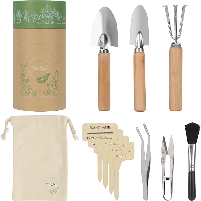 Indoor Garden Tools for Gardening - KiiZYS 12-Piece Small Garden Tools Set - Indoor Gardening Gifts for Women - Mini Gardening Hand Tools Indoor Plant Tools