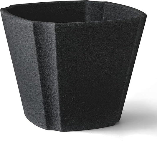 ARBORA 20" Monaco Square Polyresin Indoor and Outdoor Planter with Classic Black Finish - Durable, Weatherproof, Lightweight, Large Plant Pot for Patio, Garden, Deck, Entryway