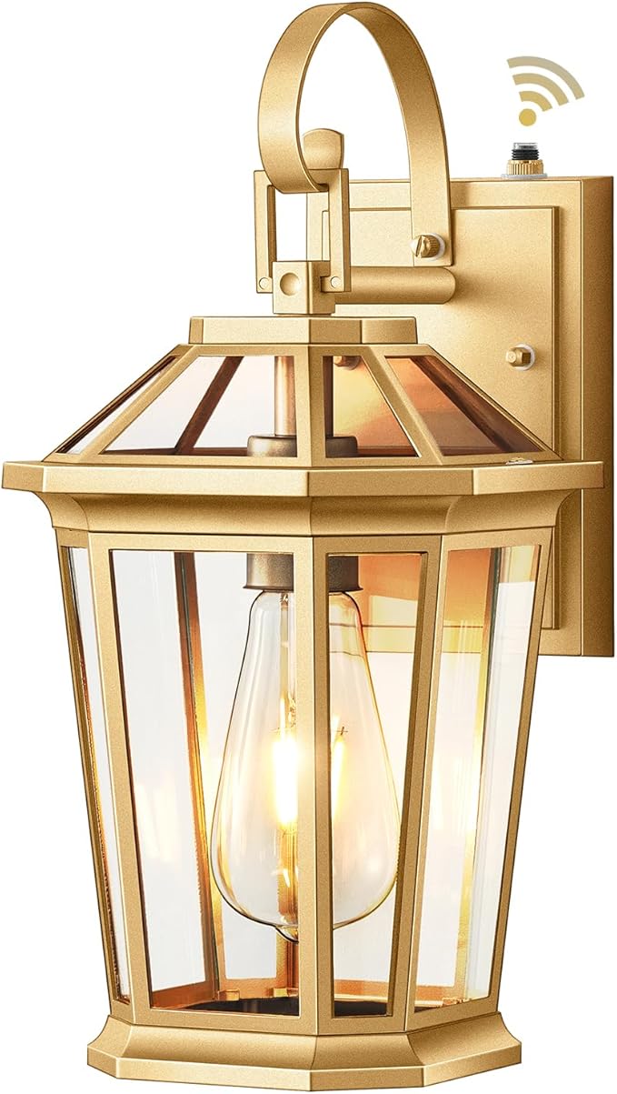 VIANIS Outdoor Porch Lights Wall Mount, Dusk to Dawn Exterior Light Fixture for House, 100% Anti-Rust Aluminum Waterproof Porch Light Outside Wall Lights, Gold Wall Sconce Lanterns for Garage