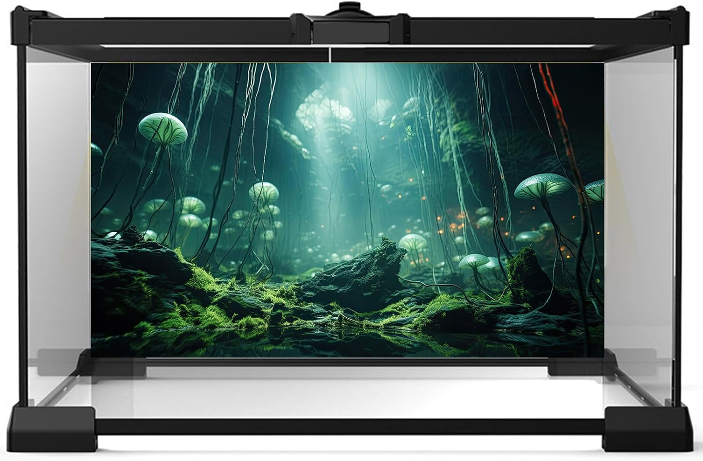 Aquarium Background Foggy Stone Mushroom Green Moss Fish Tank Background Mysterious Green Seaweed Scenery Aquarium Backgrounds White Mushroom Reptile Tank Enclosure Backgrounds Wallpaper 72x18in
