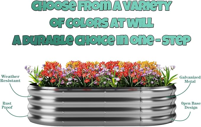 Raised Garden Beds Outdoor Galvanized Planter Raised Garden Bed 4x2x1ft Flower Garden Bed