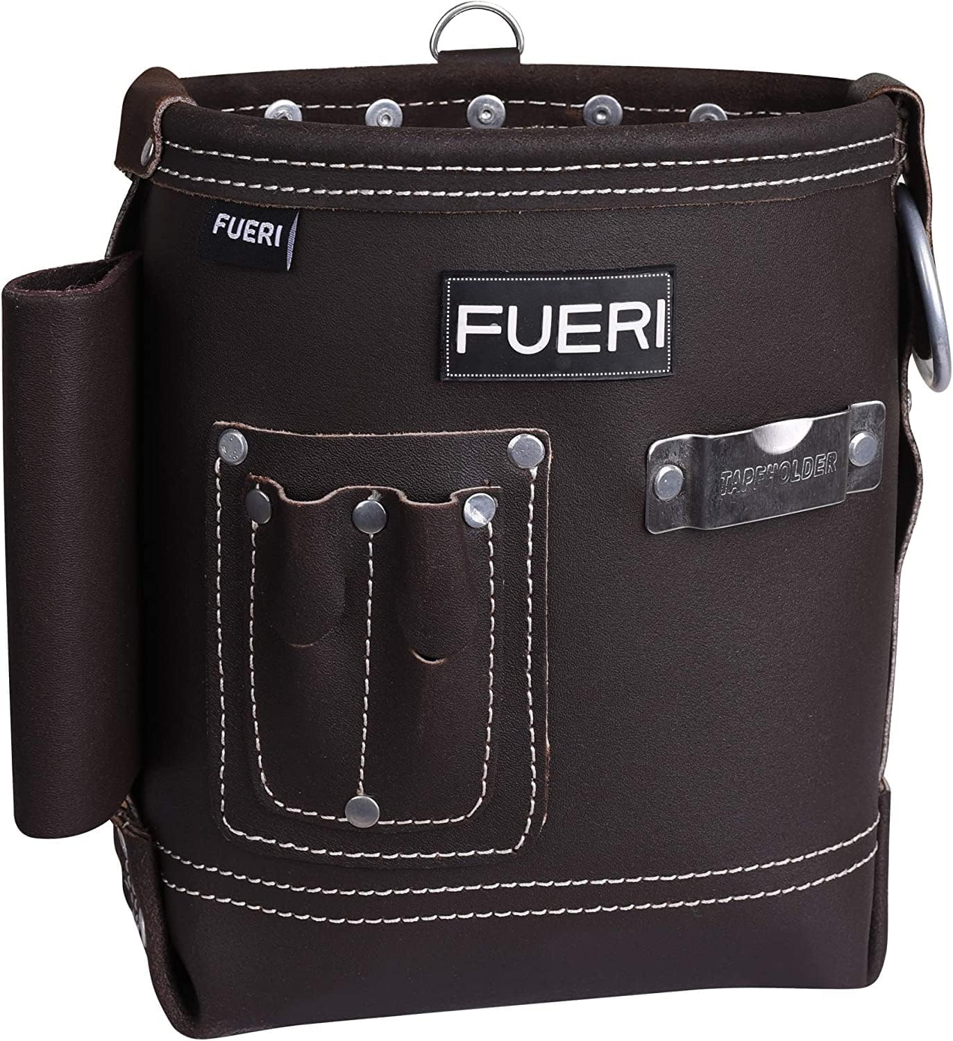 FUERI Leather Tool Pouches Carpenter Pouch Electrician Bag Tools Belt Suspenders Organizer for Men Construction Heavy Duty Iron Work