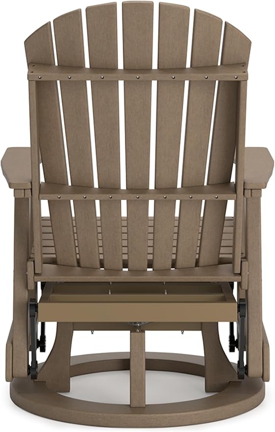 Signature Design by Ashley Hyland Wave Casual Weather Resistant HDPE Outdoor Swivel Glider Chair, Light Brown