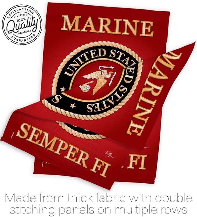 Marine Corps House Flag - Pack Armed Forces USMC Semper Fi United State American Military Veteran Retire Official USA Vintage Applique - Banner Small Garden Yard Gift Double-Sided Made In 28 X 40