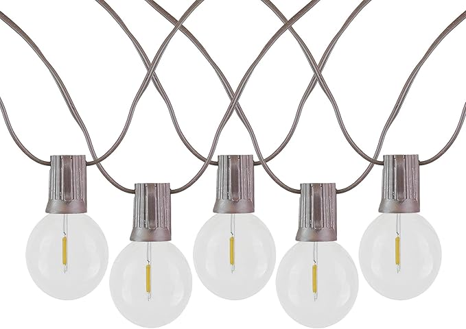 Novelty Lights 100 Feet G40 LED Patio String Lights with 67 Bulbs, Warm White, Weather Resistant and Shatterproof Replaceable Plastic Globe Bulbs, Brown Wire