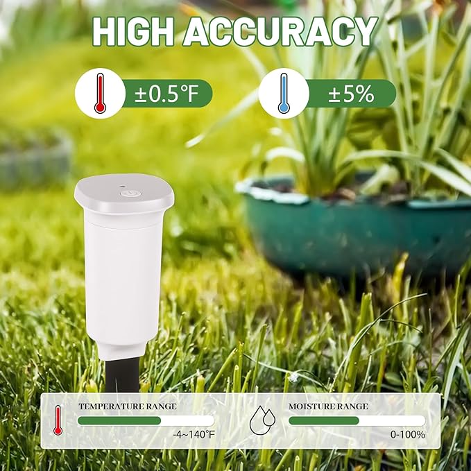 Digital Soil Moisture Meter WiFi for Plants 2-in 1 Soil Moisture/Temperature Meter with App Remote Monitor for Outdoor/Indoor Plants Wireless Smart Soil Moisture Sensor Plant Water Meter Accessories